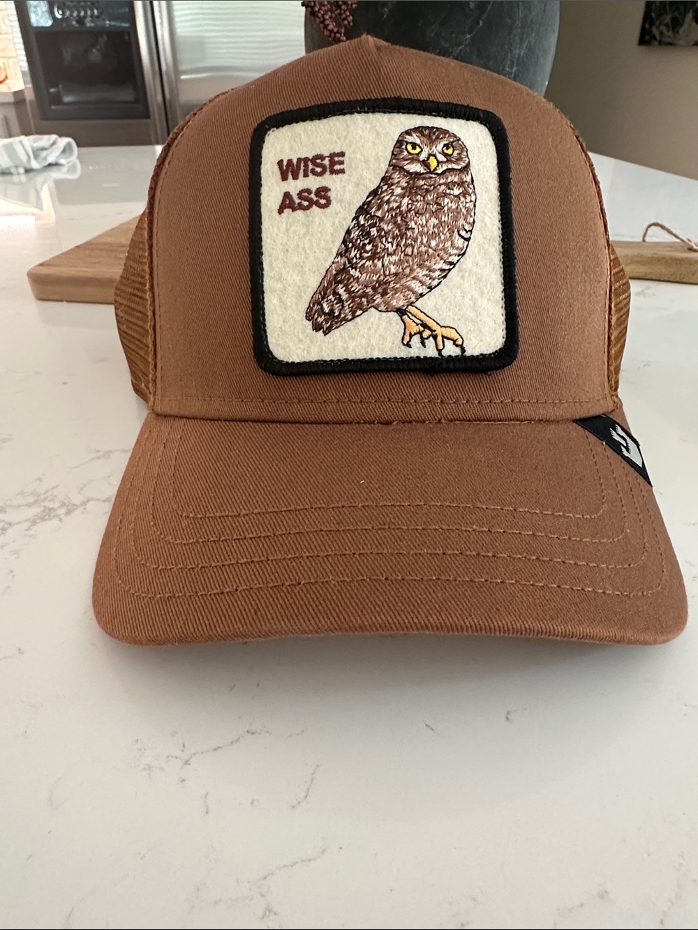 Goorin Bros Brown Owl Patch Trucker Hat - Wise Ass
